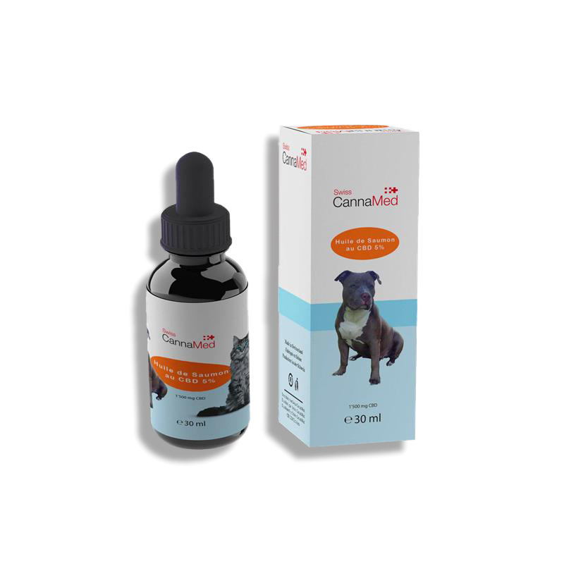 Huile de saumon 5% CBD pour chien et chat